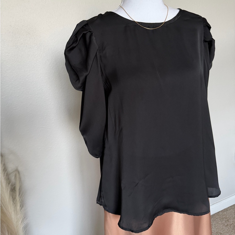 NWT Ces Femme - Black Princess Sleeve Blouse - 2 - Picture 10 of 17